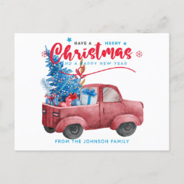 Red Christmas Truck Illustration Holiday Feiertagspostkarte