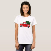Red Christmas Truck Rustikaler Weihnachtsurlaub T-Shirt (Vorne ganz)