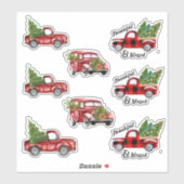 Red Christmas Truck Stickers Aufkleber (Blatt)