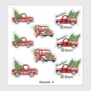 Red Christmas Truck Stickers Aufkleber