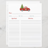 Red Christmas Truck & Tree Recipe Binder Beilage (Vorne/Hinten)
