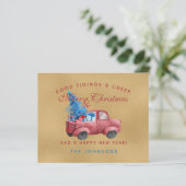 Red Christmas Truck Wasserfarbe Illustration Foto (Stehend Vorderseite)