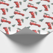 Red Christmas Truck Watercolor Holiday Geschenkpapier (Ecke)