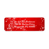 Red Christmas Twinkling Stars Rücksendeadresse (Vorne)