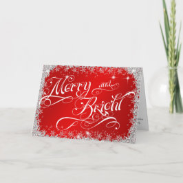 Red Christmas Typografie Merry and Bright Customiz Feiertagskarte