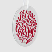 Red Christmas Typografy Personalisiert Foto Ornament (Vorderseite)