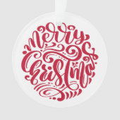 Red Christmas Typografy Personalisiert Foto Ornament (Vorderseite)