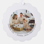 Red Christmas Typografy Personalisiert Foto Ornament Karte (Rückseite)