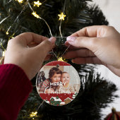 Red Christmas Village Custom Family Foto Keepake Keramik Ornament