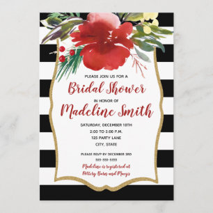 Red Christmas Watercolor Blume Brautparty Einladung
