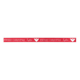 Red Christmas Weihnachtsbart personalisierter Name Satinband