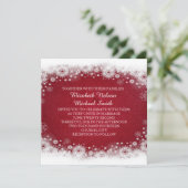 Red Christmas White Snowflakes Wedite Einladung (Stehend Vorderseite)