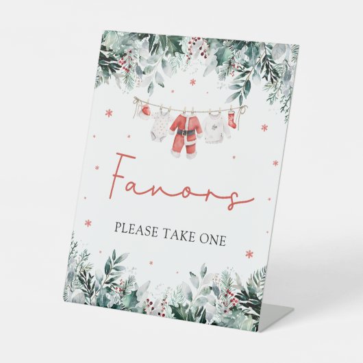 Red Christmas Winter Niedliche Weihnachtsduschfavo Sockelschild (Vorderseite)