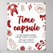 Red Christmas Winter Time Kapsel Baby Duschzeichen Poster (Vorne)