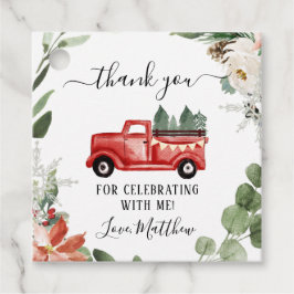 Red Christmas Winter Truck Danke Tag Geschenkanhänger