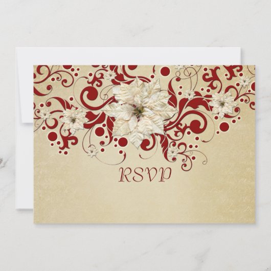 Red Christmas Wirbel Gold RSVP-Karte Einladung (Rückseite)