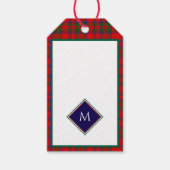 Red Christmas Wool Texture Plaid with Monogram Geschenkanhänger (Vorderseite)