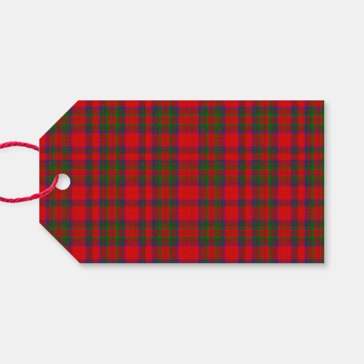 Red Christmas Wool Texture Plaid with Monogram Geschenkanhänger (Rückseite Horizontal)