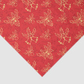 Red Christmas Wrap Bells and Holly Berries Pattern Seidenpapier (Ausschnitt)