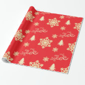 Red Christmas Wrap mit Cream Snowflakes Geschenkpapier (Ungerollt)
