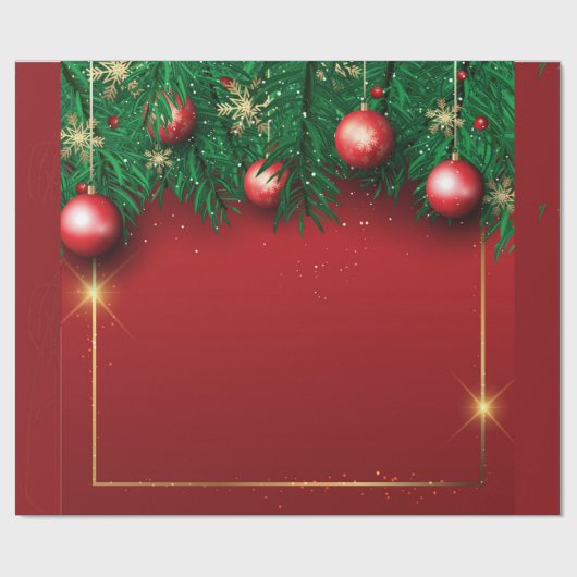Red Christmas Wrapping Paper Geschenkpapier (Flach)