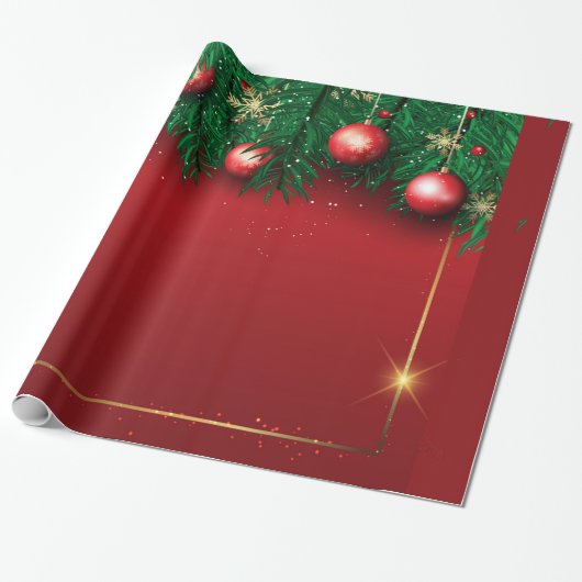 Red Christmas Wrapping Paper Geschenkpapier (Ungerollt)