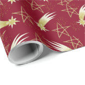 Red Christmas Wrapping Paper Stars & Imitate Glitz Geschenkpapier (Rolleneckpunkt)