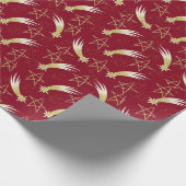 Red Christmas Wrapping Paper Stars & Imitate Glitz Geschenkpapier (Ecke)