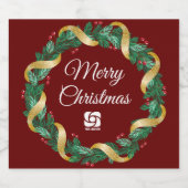 Red Christmas Wreath Custom Company Logo Party Schaumweinetikett (Einzelnes Label)