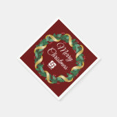 Red Christmas Wreath Custom Company Marketing Serviette (Ecke)