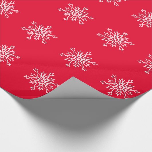 Red Chritsmas White Snowflakes Matte Wrapping Pape Geschenkpapier (Ecke)