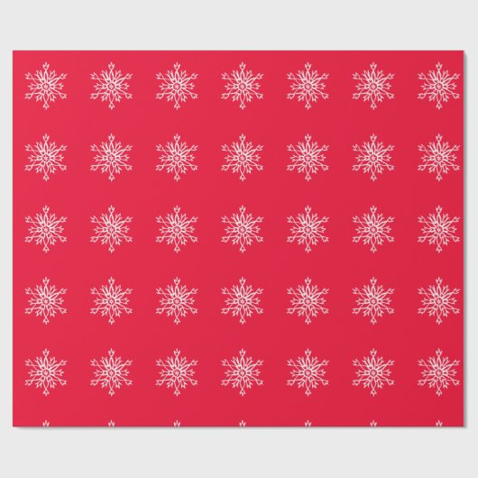 Red Chritsmas White Snowflakes Matte Wrapping Pape Geschenkpapier (Flach)