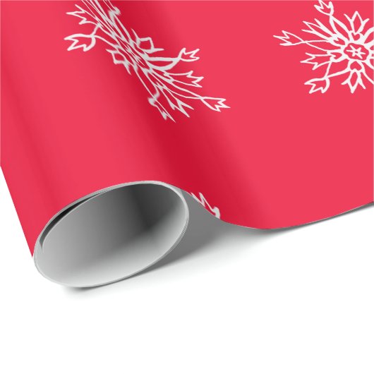 Red Chritsmas White Snowflakes Matte Wrapping Pape Geschenkpapier (Rolleneckpunkt)
