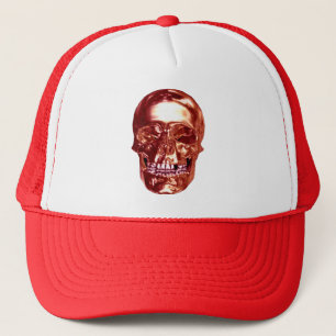 Red Chrome Skull Hat Truckerkappe