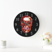 Red Chrome Skull Round Clock Große Wanduhr (Zuhause)