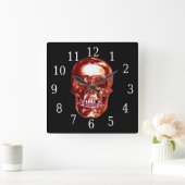 Red Chrome Skull Square Uhr (Zuhause)