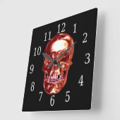 Red Chrome Skull Square Uhr (Winkel)
