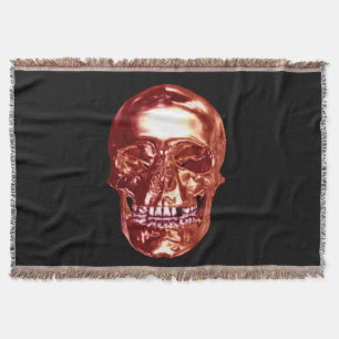 Red Chrome Skull Throw Blanket Decke