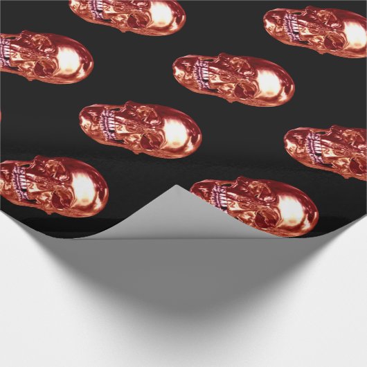 Red Chrome Skull Wrapping Paper Geschenkpapier (Ecke)