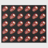Red Chrome Skull Wrapping Paper Geschenkpapier (Flach)