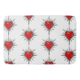 Red Chrome Spiked Heart Sigil Bath Mat Badematte
