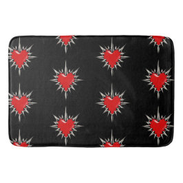 Red Chrome Spiked Heart Sigil Bath Mat Badematte