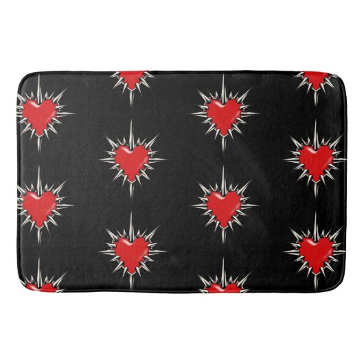 Red Chrome Spiked Heart Sigil Bath Mat Badematte (Vorderseite)