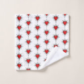 Red Chrome Spiked Heart Sigil Towel Set (Waschlappen)