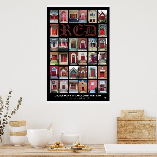 "RED Church Doors, Lancaster Landkreis, PA" Poster (Küche)