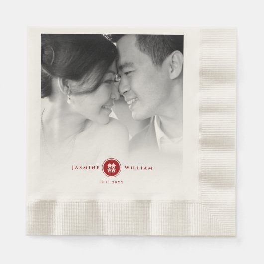 Red Circle Double Happiness Chinese Wedding Foto Serviette (Vorderseite)