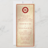 Red Circle Double Happiness Gold Chinesisch Hochze Einladung (Vorderseite)