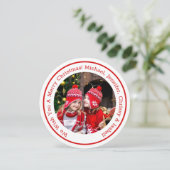 Red Circle Foto Add Message & Names Weihnachten (Stehend Vorderseite)
