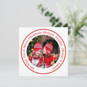 Red Circle Foto Add Message & Names Weihnachten (Stehend Vorderseite)