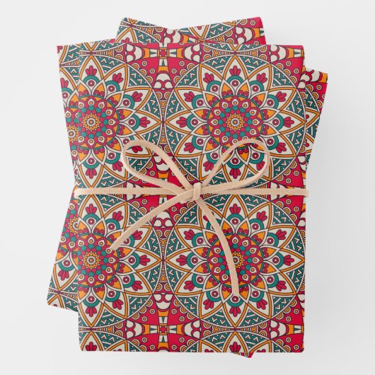 Red Circle Mandala Wrapping Paper Sheets Geschenkpapier Set (Beispiel)
